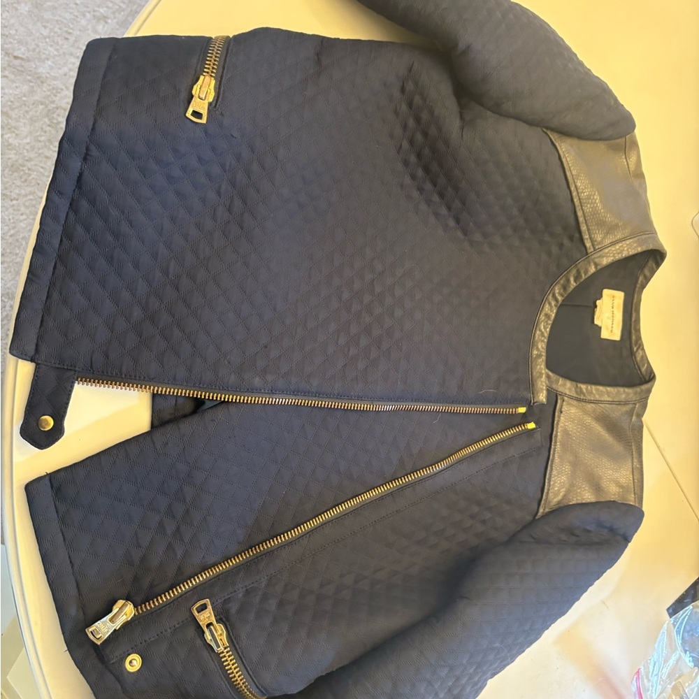 Club Monaco Black Jacket with Leather Trim
